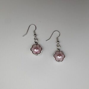 Chic Pink Floral Drop Earrings